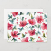 Misty Red Floral Pattern Briefkaart (Voorkant / Achterkant)