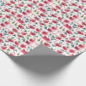 Misty Red Floral Pattern Cadeaupapier (Hoek)