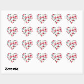 Misty Red Floral Pattern Hart Sticker (Vel)