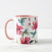 Misty Red Floral Pattern Mok (Links)