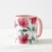 Misty Red Floral Pattern Mok (Voorkant rechts)