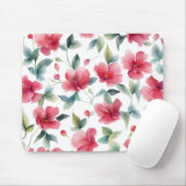 Misty Red Floral Pattern Muismat (Met muis)