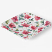 Misty Red Floral Pattern Papieren Bordje (Gebogen)