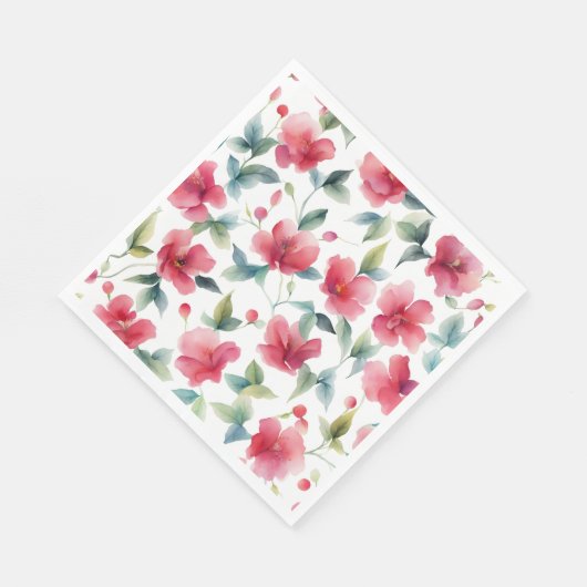 Misty Red Floral Pattern Servet (Hoek)