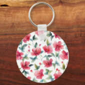Misty Red Floral Pattern Sleutelhanger (Achterkant)