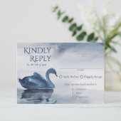 Misty Reflections | Blue Swan Reception Entree RSVP Kaartje (Staand voorkant)