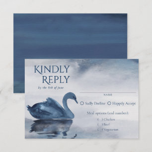 Misty Reflections Blue Swan Reception Entree RSVP Kaartje