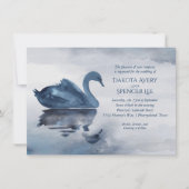 Misty Reflections | Dusty Blue Swan Lake Wedding Kaart (Voorkant)
