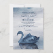 Misty Reflections | Dusty Blue Swan Lake Wedding Kaart (Voorkant)