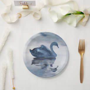 Misty Reflections   Dusty Blue Swan Lake Wedding Papieren Bordje