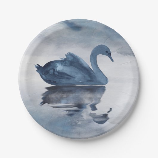 Misty Reflections | Dusty Blue Swan Lake Wedding Papieren Bordje (Voorkant)