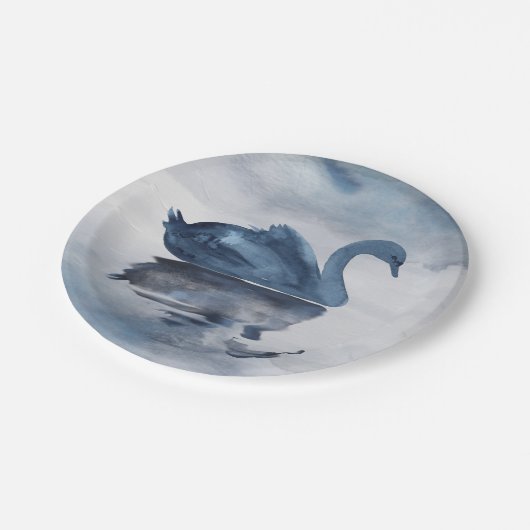 Misty Reflections | Dusty Blue Swan Lake Wedding Papieren Bordje (Gekanteld)