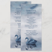 Misty Reflections | Dusty Blue Swan Lake Wedding Programmakaart (Voorkant / Achterkant)