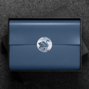 Misty Reflections   Dusty Blue Swan Lake Wedding Ronde Sticker