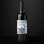 Misty Reflections | Dusty Blue Swan Wedding Favor Wijn Etiket