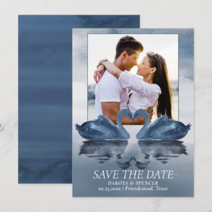Misty Reflections Foto van Dusty Blue Swan Save The Date