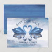 Misty Reflections | Klassieke Blue Swan Lake Weddi Save The Date (Voorkant / Achterkant)