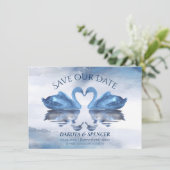 Misty Reflections | Klassieke Blue Swan Lake Weddi Save The Date (Staand voorkant)