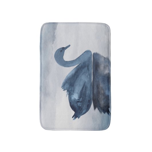 Misty Reflections | Moody Dusty Blue Swan op Lake Badmat (Voorkant Verticaal)