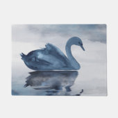 Misty Reflections | Moody Dusty Blue Swan op Lake Deurmat (Voorkant)