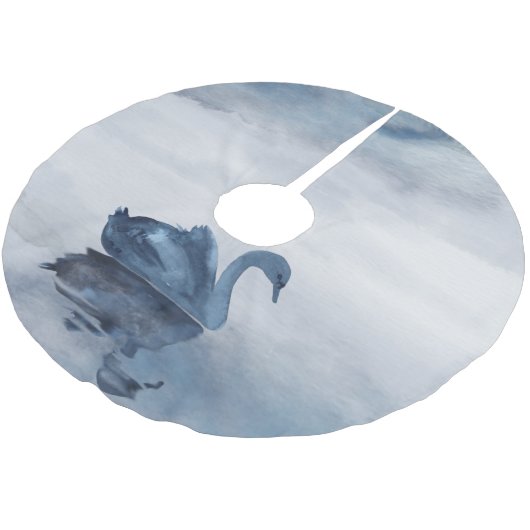 Misty Reflections | Moody Dusty Blue Swan op Lake Kerstboom Rok (Gekanteld)