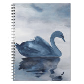 Misty Reflections | Moody Dusty Blue Swan op Lake Notitieboek (Voorkant)
