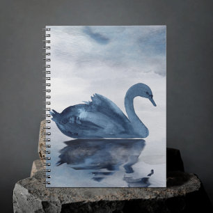 Misty Reflections Moody Dusty Blue Swan op Lake Notitieboek