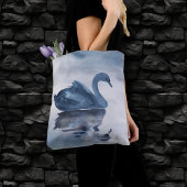 Misty Reflections | Moody Dusty Blue Swan op Lake Tote Bag