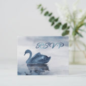 Misty Reflections | Stustblauw RSVP Entree Briefkaart (Staand voorkant)