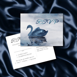 Misty Reflections   Stustblauw RSVP Entree Briefkaart