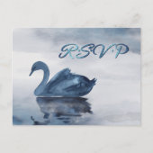 Misty Reflections | Stusty Blue Swan Wedding RSVP Briefkaart (Voorkant)