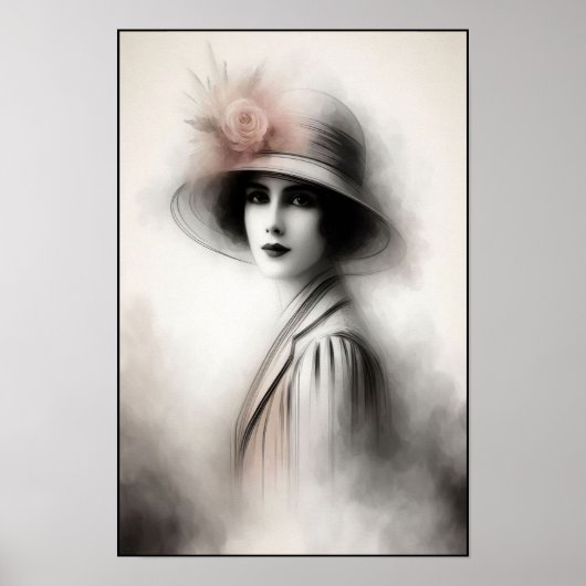 Misty Retro Portrait of Elegance Poster (Voorkant)
