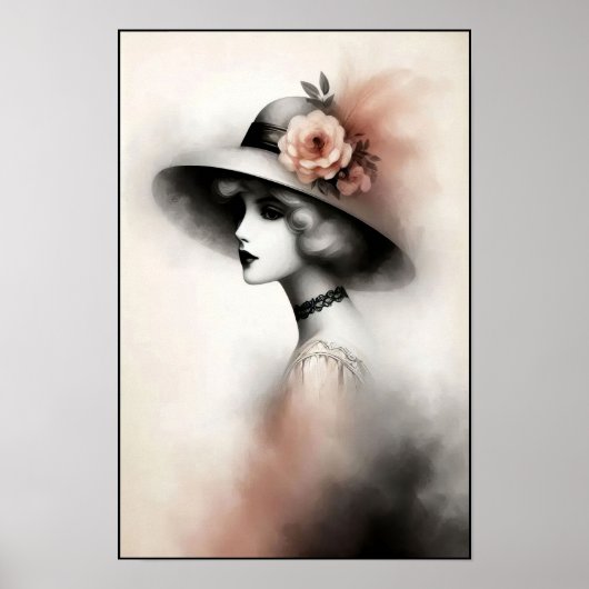Misty Retro Portrait of Elegance Poster (Voorkant)