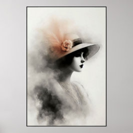 Misty Retro Portrait of Elegance Poster
