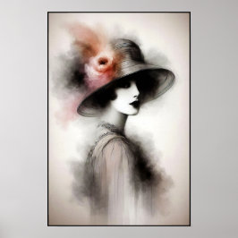 Misty Retro Portrait of Elegance Poster