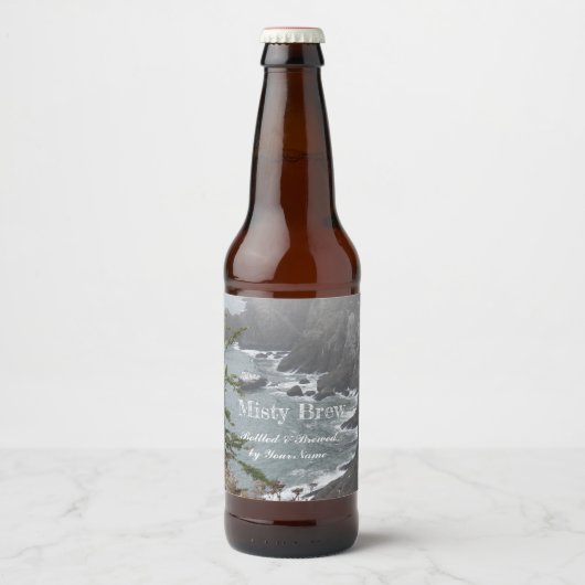 Misty Rocky Coastline Seascape - Gepersonaliseerd Bier Etiket (Voorkant)