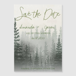 Misty Romantic Forest Trees Wedding Save the Date