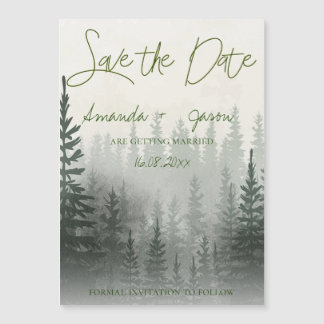 Misty Romantic Forest Trees Wedding Save the Date