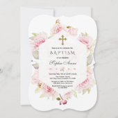 Misty Roos  Blush Floral Geometric Baptisme Kaart (Voorkant)