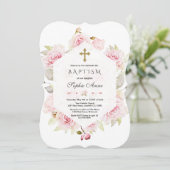 Misty Roos  Blush Floral Geometric Baptisme Kaart (Staand voorkant)