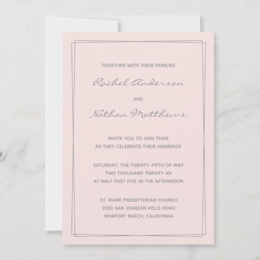 Misty Roos Blush Pink Wedding Invitting (Voorkant)