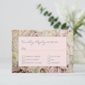 Misty Roos Blush roze RSVP-kaarten Roos achtergron RSVP Kaartje (Staand voorkant)