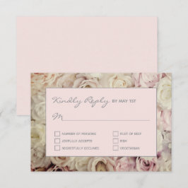 Misty Roos Blush roze RSVP-kaarten Roos achtergron RSVP Kaartje
