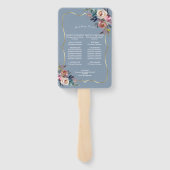 Misty Roos Dusty Blue Floral Gold Wedding Program Handwaaier (Achterkant)