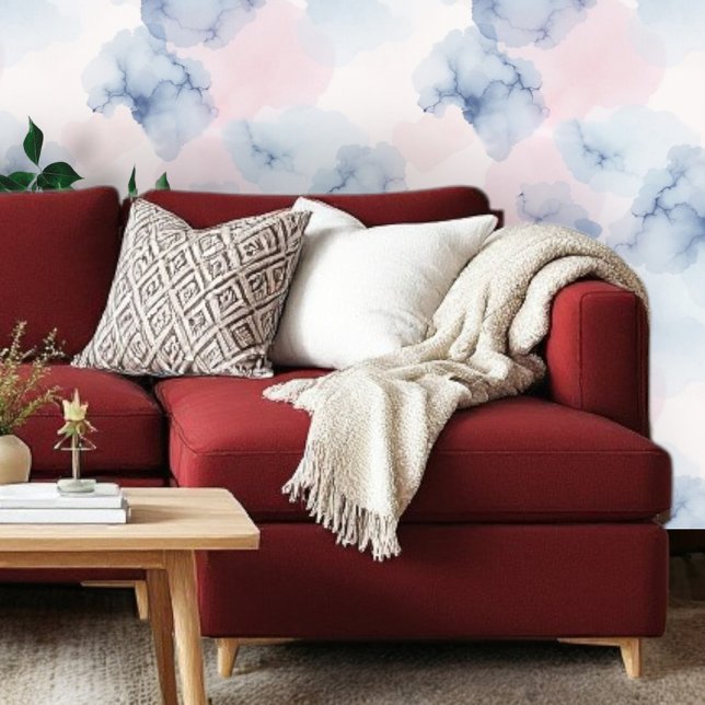 Misty Roos en blauw Waterverf Abstract Behang (Creator heeft geüpload)