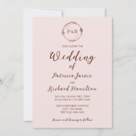Misty Roos Monogram Elegant Wedding Uitnodiging