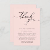 Misty Roos roze kalligrafie Aangepaste foto Dank u Informatiekaartje (Voorkant / Achterkant)