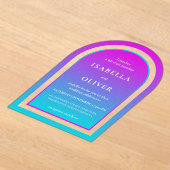 Misty rose and light sky blue gradient wedding acryl uitnodigingen (Laagn)