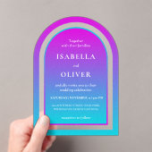 Misty rose and light sky blue gradient wedding acryl uitnodigingen (Insitu (Draagbaar))