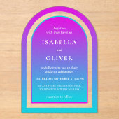 Misty rose and light sky blue gradient wedding acryl uitnodigingen (Voorkant)